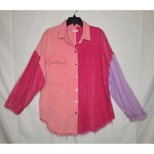 POL Color Block Corduroy Shacket